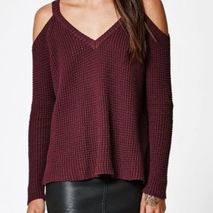 L.A. Hearts Cold Shoulder Burgundy Sweater